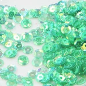 Sequins, green, Diameter 5mm, 650 pieces, 5g, Faceted Discs, Sequins are shiny, [CZP505]