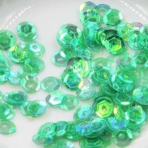 Sequins, green, Diameter 6mm, 400 pieces, 5g, Faceted Discs, Sequins are shiny, [CZP496]