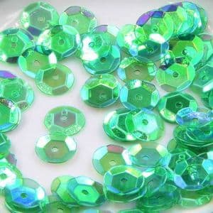 Sequins, green, Diameter 8mm, 250 pieces, 5g, Faceted Discs, Sequins are shiny, [CZP525]