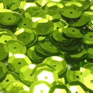 Sequins, Green-Yellow, Diameter 12mm, 130 pieces, 10g, Faceted Discs, Sequins are shiny, [CZP401]