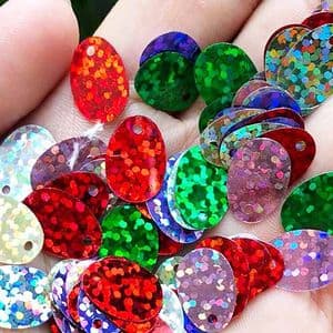 Sequins, Mixed colour, 9mm x 13mm, 145 pieces, 5g, Oval, Sequins are shiny, [CZP634]