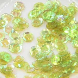 Sequins, Olive, Diameter 6mm, 400 pieces, 5g, Faceted Discs, Sequins are shiny, [CZP497]