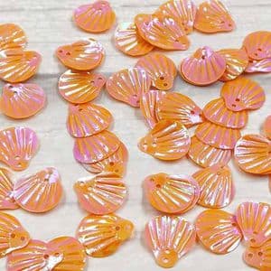 Sequins, orange, 14mm, 110 pieces [approximate], 5g, Faceted designer shapes, are shiny, [CZP790]