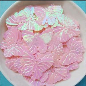 Sequins, pink, 20mm x 25mm, 10 pieces, Butterfly shape, Sequins are shiny, [CZP011]
