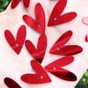 Sequins, Pinkish red, 1.5mm x 2mm, 90 pieces, 5g, Heart shape, Sequins are shiny, [CZP598]