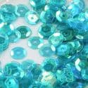Sequins, Teal, Diameter 8mm, 250 pieces, 5g, Faceted Discs, Sequins are shiny, [CZP534]