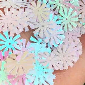 Sequins, white, Diameter 15mm, 100 pieces, 5g, Snowflake shape, Sequins are shiny, [CZP583A]