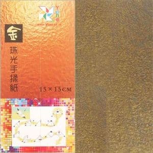 Shoyu pearlescent origami, brown, 15cm x 15cm, 20 sheets, [KY509]