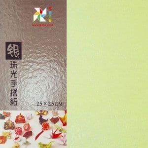 Shoyu pearlescent origami, Light green, 25cm x 25cm, 10 sheets, [KYZ029]