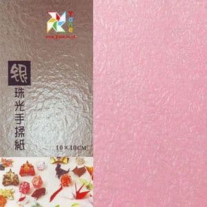 Shoyu pearlescent origami, pink, 10cm x 10cm, 30 sheets, [KKY071]