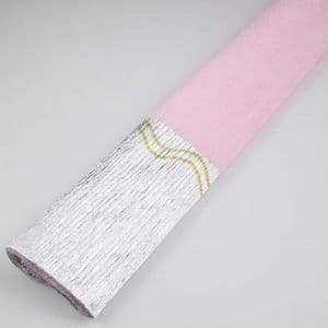 Thick Crepe paper, pink, Silver colour, 40cm x 100cm, 1 sheet, [CR298]