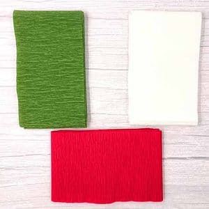 Thick Crepe paper, white, Pinkish red, 9.5-10.5cm x 2.5m, 3 sheets, 75 gsm, [CR441]