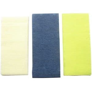 Thick Crepe paper, Yellow, blue, 9.8 - 10.3cm x 2.5m, 3 sheets, 75 gsm, [CR405]
