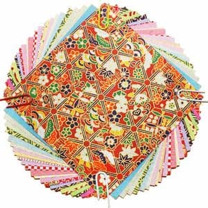 Yuzen Chiyogami floral patterns, Assorted colours, 10cm x 10cm, 1 case of 3 packs, 90 sheets, 70 gsm, [XRC022A]