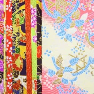 Yuzen Chiyogami floral patterns, Assorted colours, 10cm x 10cm, 10 sheets, [RCZ083]