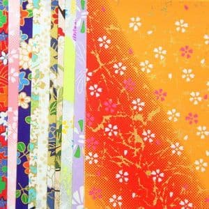 Yuzen Chiyogami floral patterns, Assorted colours, 10cm x 10cm, 10 sheets, [RCZ084]