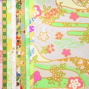 Yuzen Chiyogami floral patterns, Assorted colours, 10cm x 10cm, 10 sheets, [RCZ086]