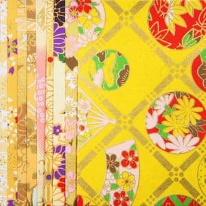 Yuzen Chiyogami floral patterns, Assorted colours, 10cm x 10cm, 10 sheets, [RCZ090]