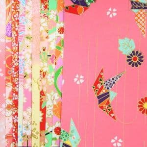 Yuzen Chiyogami floral patterns, Assorted colours, 10cm x 10cm, 10 sheets, [RCZ094]