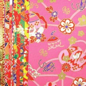 Yuzen Chiyogami floral patterns, Assorted colours, 10cm x 10cm, 15 sheets, [RCZ078]