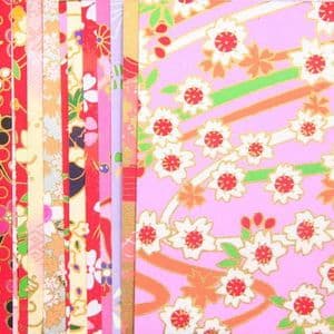 Yuzen Chiyogami floral patterns, Assorted colours, 10cm x 10cm, 15 sheets, [RCZ080]