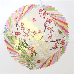 Yuzen Chiyogami floral patterns, Assorted colours, 10cm x 10cm, 30 sheets, [XRC009]