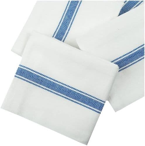 Blue Stripe 100% Cotton Stripe Bistro Restaurant Quality Dinner Napkins 40 x 40 cm