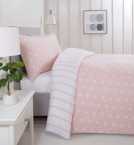 Blush Spots & Stripes Brushed Microfibre Duvet Set