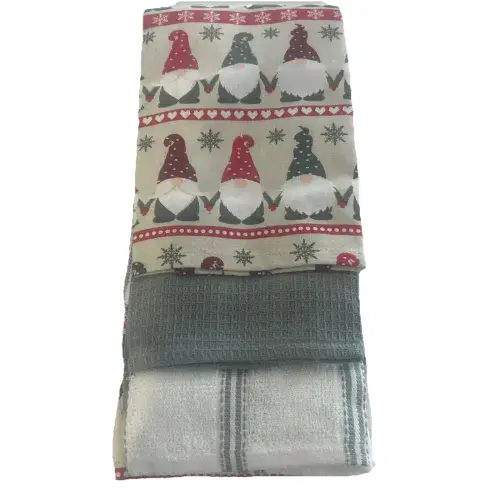Christmas Gonks 3 Pack Tea Towels
