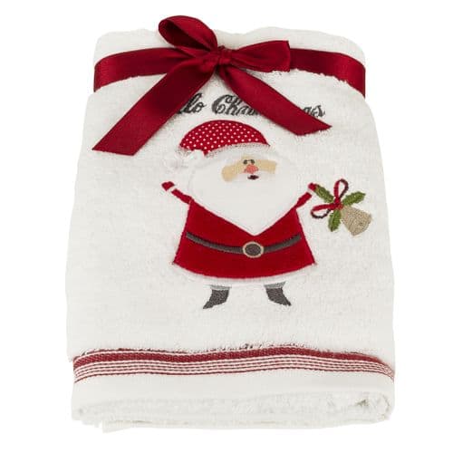 Father Christmas Embroidered Hand Towel 50 x 75 cm