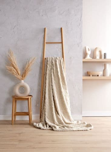 Natural Cable Knit Throw 140 x 200 cm
