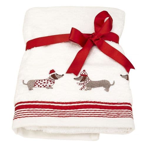 Sausage Dog Embroidered Hand Towel 50 x 75 cm