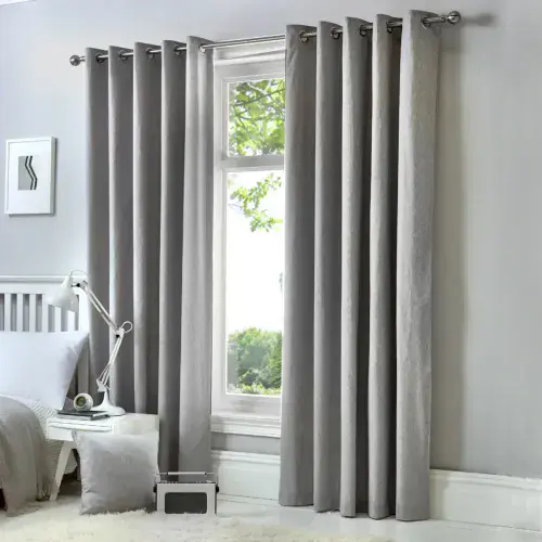 Silver Cannes Lined Blackout Eyelet Curtains by Fusion