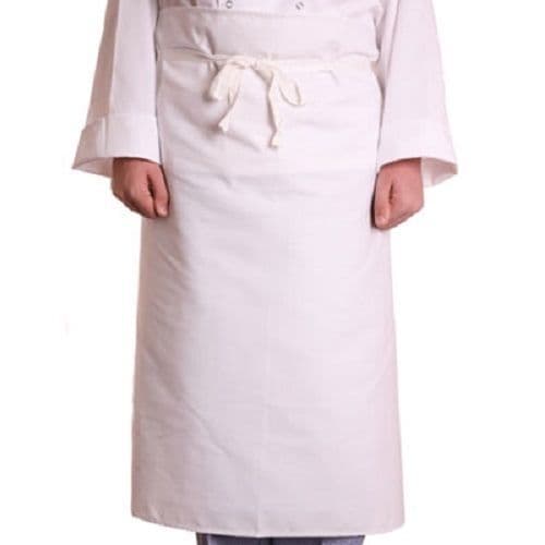 White 100% Cotton Chefs Catering Waist Apron - Pack Of 2
