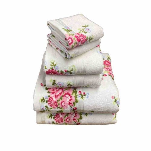 White Rose Floral 6 Piece Towel Bale 400 GSM