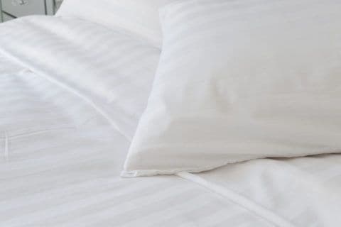 White Satin Stripe Polycotton Duvet Cover 200 Thread Count