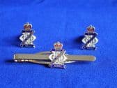 13th / 18th ROYAL HUSSARS ( QUEEN MARY'S OWN ) CUFF LINK AND TIE GRIP / CLIP SET