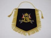 16th / 5th QUEEN'S LANCERS PENNANT WITH BULLION WIRE EMBROIDERED BADGE