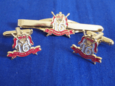 16th / 5th QUEEN'S ROYAL LANCERS CUFF LINK AND TIE GRIP / CLIP SET