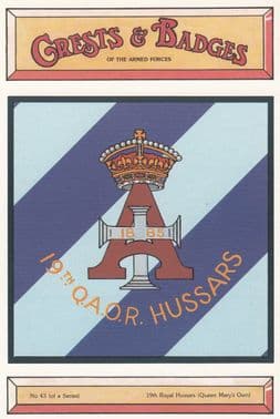 19th ROYAL HUSSARS ( QUEEN MARY'S OWN ) POSTCARD