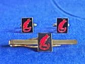 7th ARMOURED DIVISION ( THE DESERT RATS ) CUFF LINK AND TIE GRIP / CLIP SET
