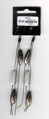 GREY AND DARK SILVER DROP EAR RINGS ( FJ2 )