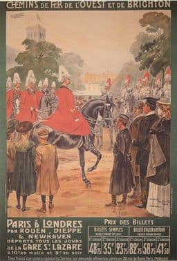 GUARDS IN THE PARK POSTCARD ( A FRENCH RAILWAY POSTER )