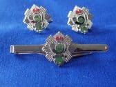 HIGHLAND LIGHT INFANTRY CUFF LINK AND TIE GRIP / CLIP GIFT SET