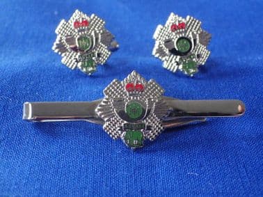 HIGHLAND LIGHT INFANTRY CUFF LINK AND TIE GRIP / CLIP GIFT SET