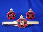 KING'S ROYAL RIFLE CORPS CUFF LINKS AND TIE GRIP / CLIP SET
