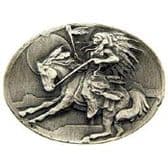 NATIVE INDIAN CHIEF ON A REARING HORSE LAPEL PIN