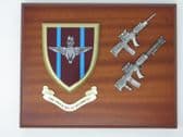 PARACHUTE REGIMENT ( PARAS ) MESS SHIELD WITH LSW & SA80 COMBAT PLAQUE