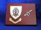 PRINCESS OF WALES'S ROYAL REGIMENT ( PWRR ) MESS SHIELD WITH SA80 COMBAT WALL PLAQUE
