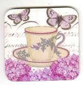 PURPLE TEA CUP COASTER